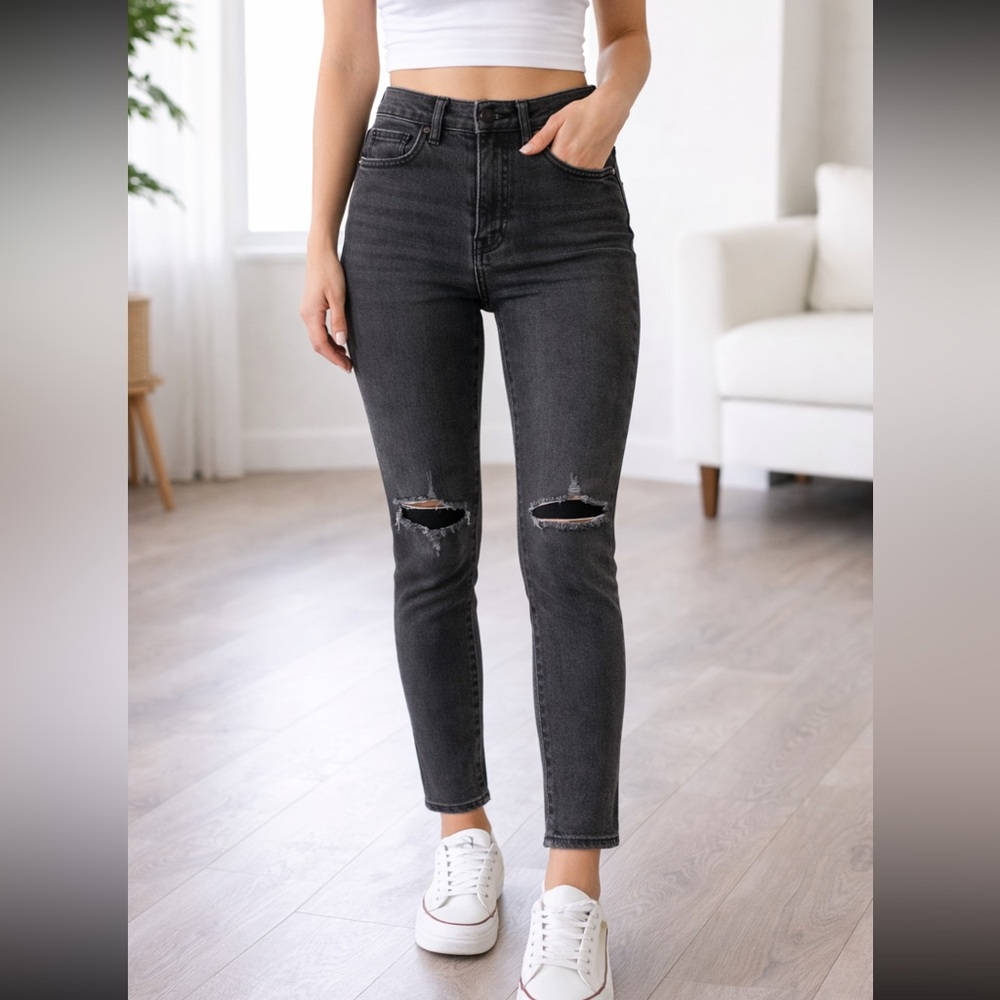 Express Black Slim Ankle Jeans – Super High Rise 🖤